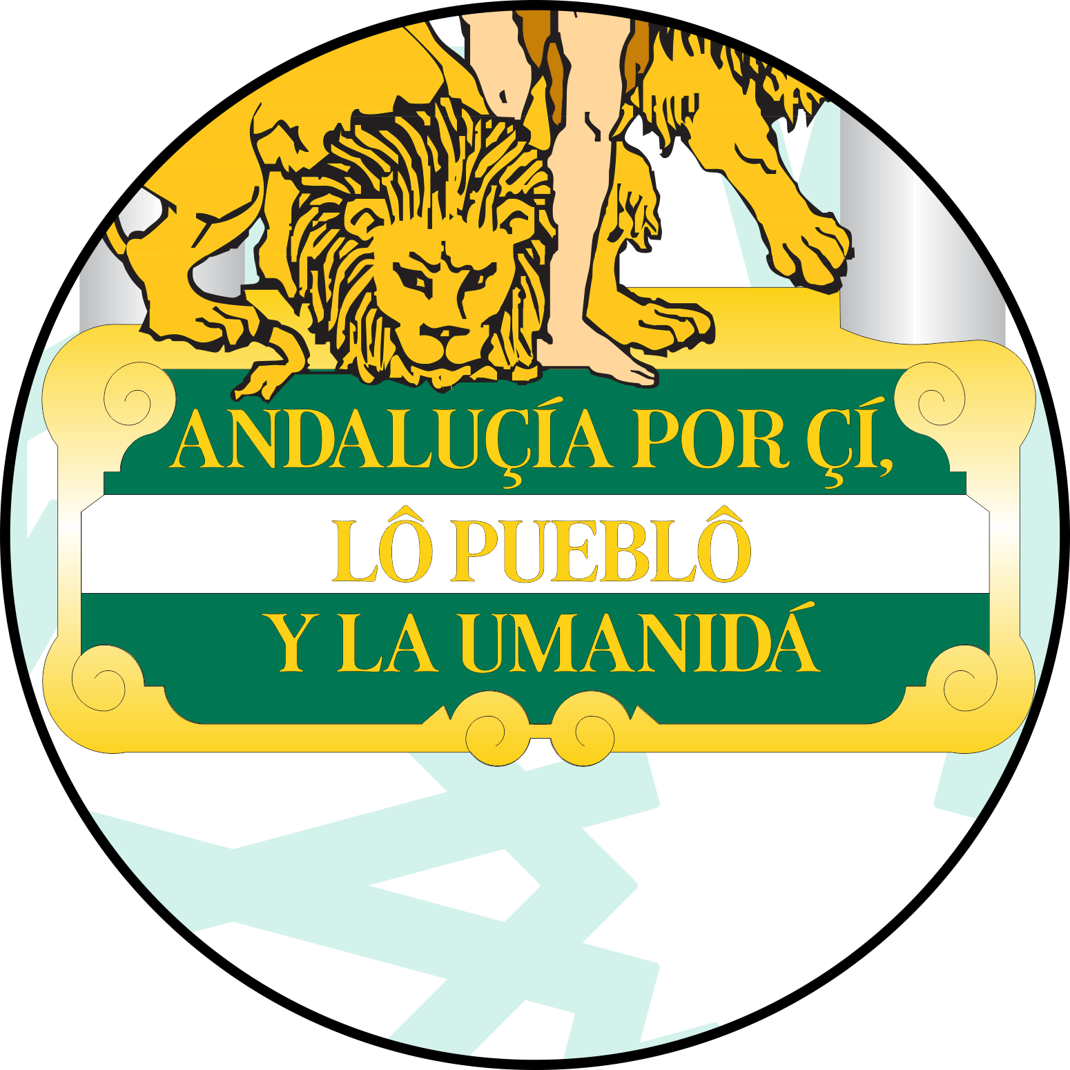 Detalle escudo Andalucía con texto en Andalûh EPA