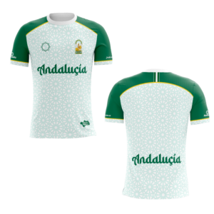 Se muestran dos imágenes de una camiseta de la selección Andaluça sin número ni nombre